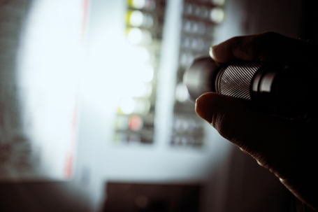 flashing light on an electrical panel